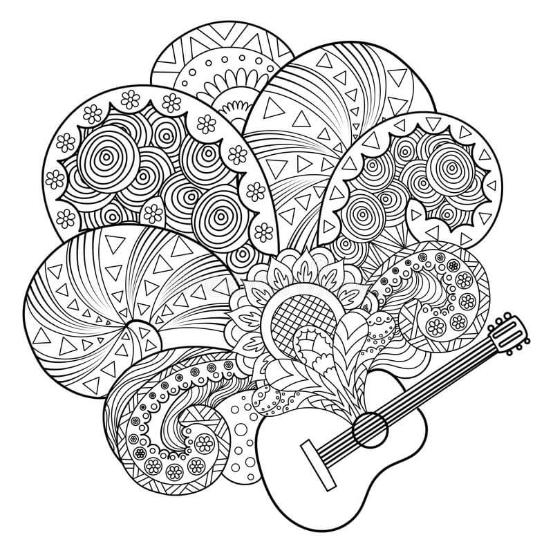 Guitare Zentangle coloring page