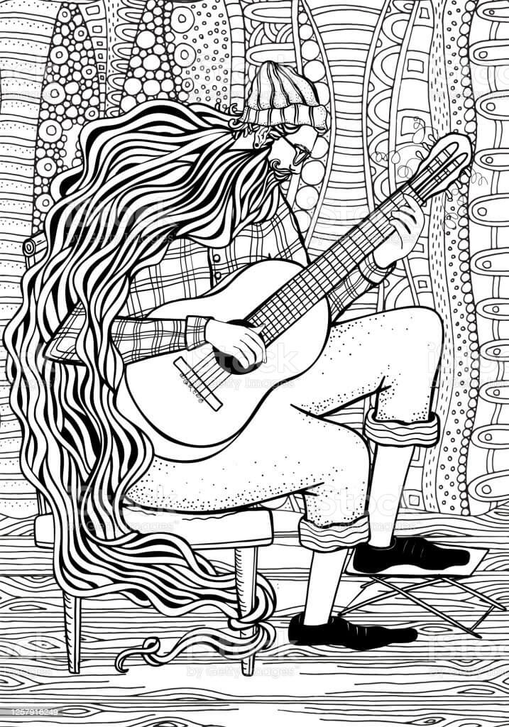 Guitariste coloring page