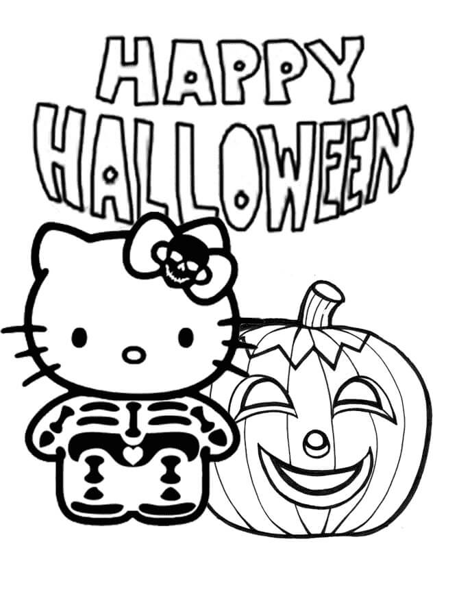 Halloween Hello Kitty coloring page