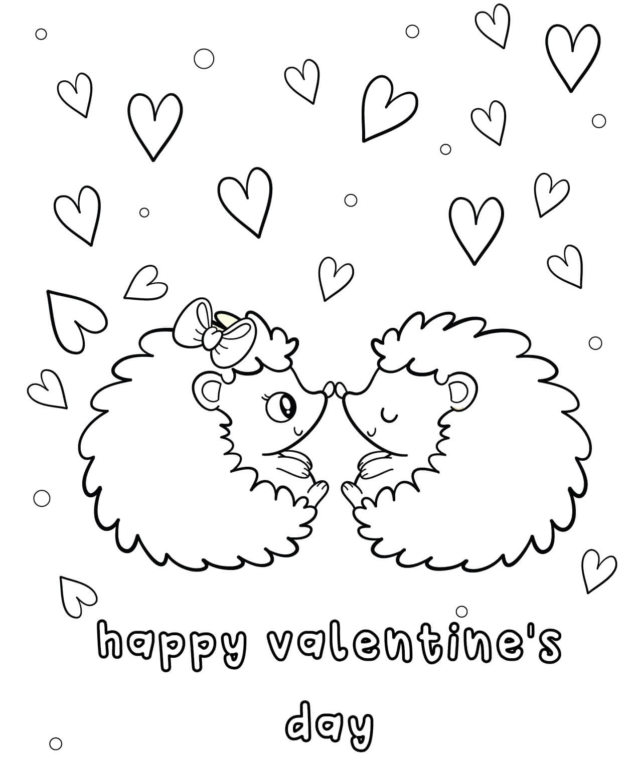 Hérissons de la Saint-Valentin coloring page