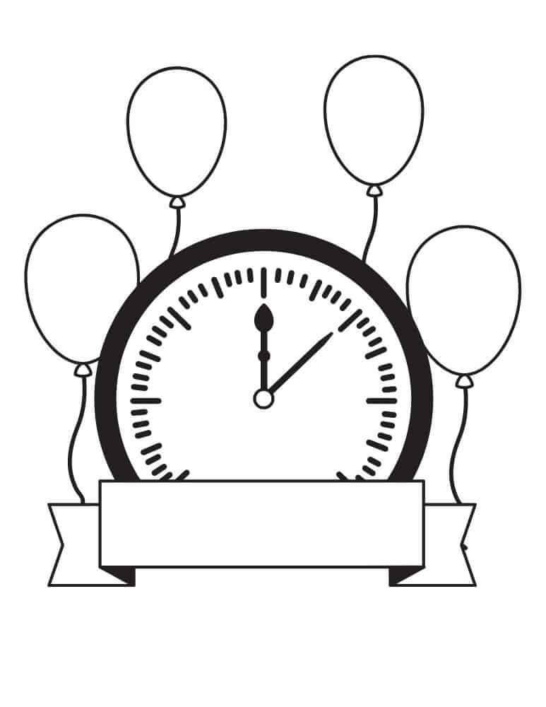 Horloge avec Des Ballons coloring page