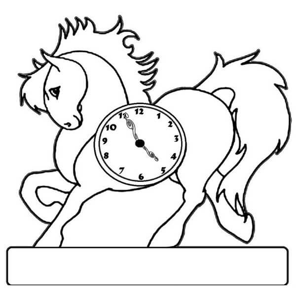 Horloge Cheval coloring page