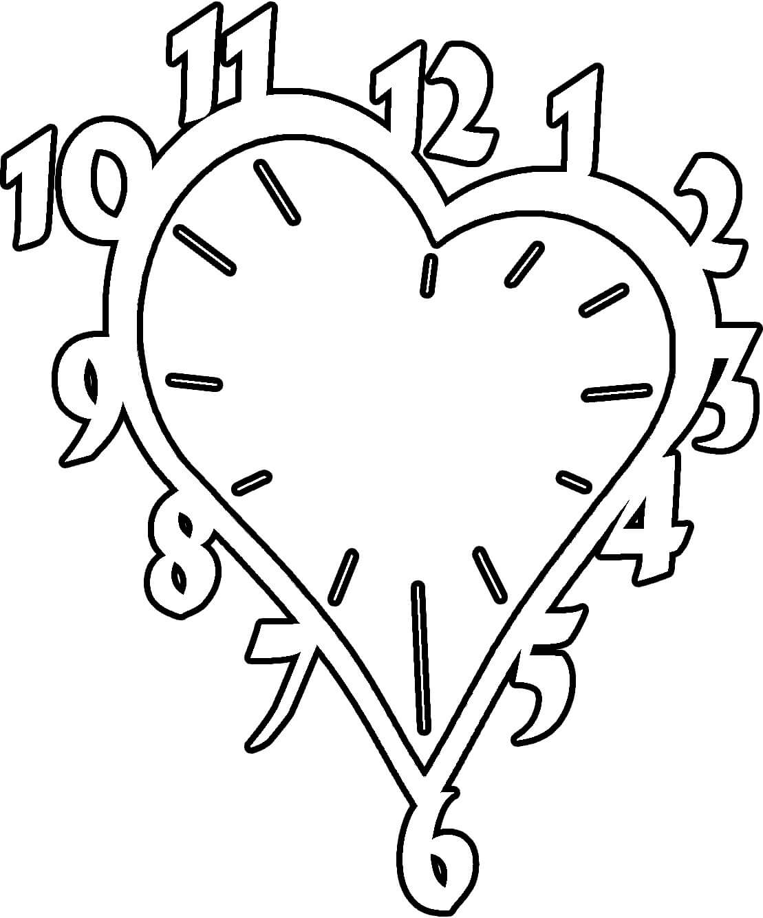 Horloge Coeur coloring page