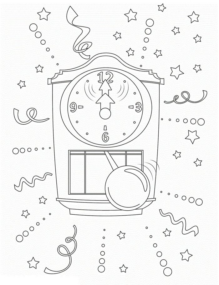 Horloge du Nouvel An coloring page