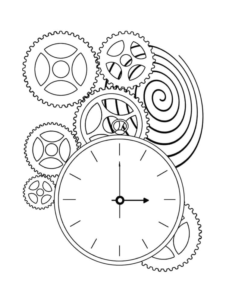 Horloge et Engrenages coloring page