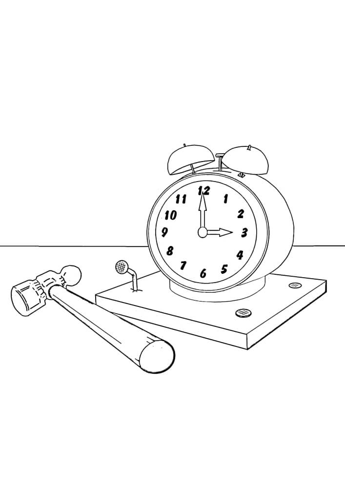 Horloge et Marteau coloring page