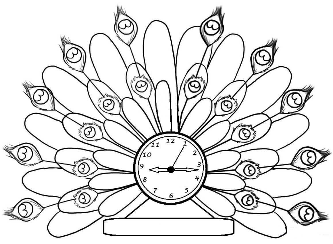 Horloge Paon coloring page