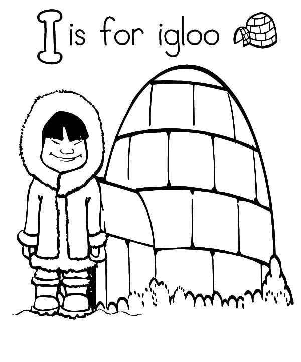 I est pour Igloo coloring page