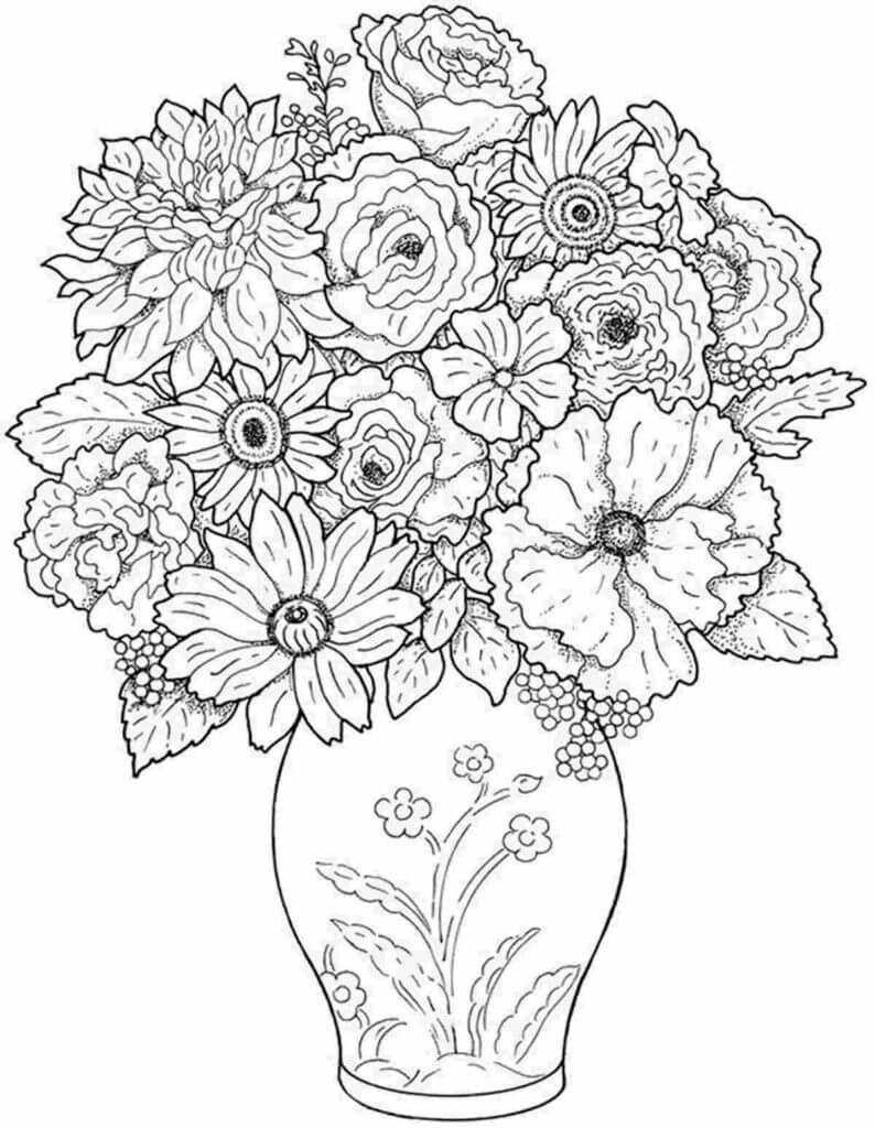 Coloriage Joli Vase à Fleurs