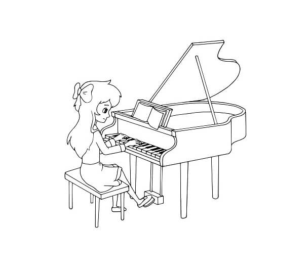 Jouer du Piano coloring page