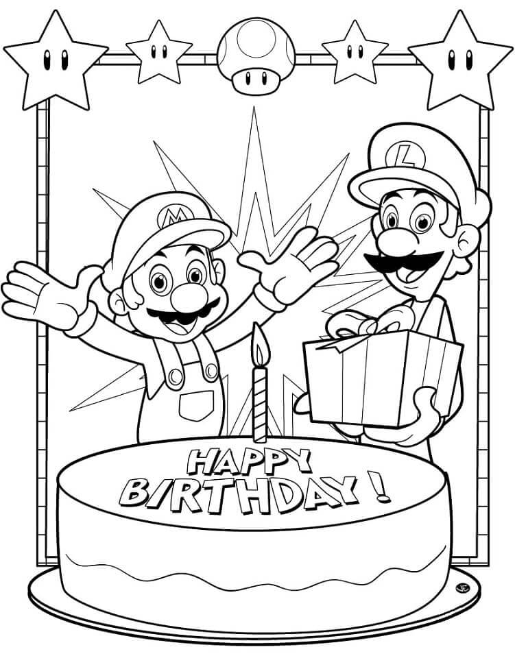 Joyeux Anniversaire Mario coloring page