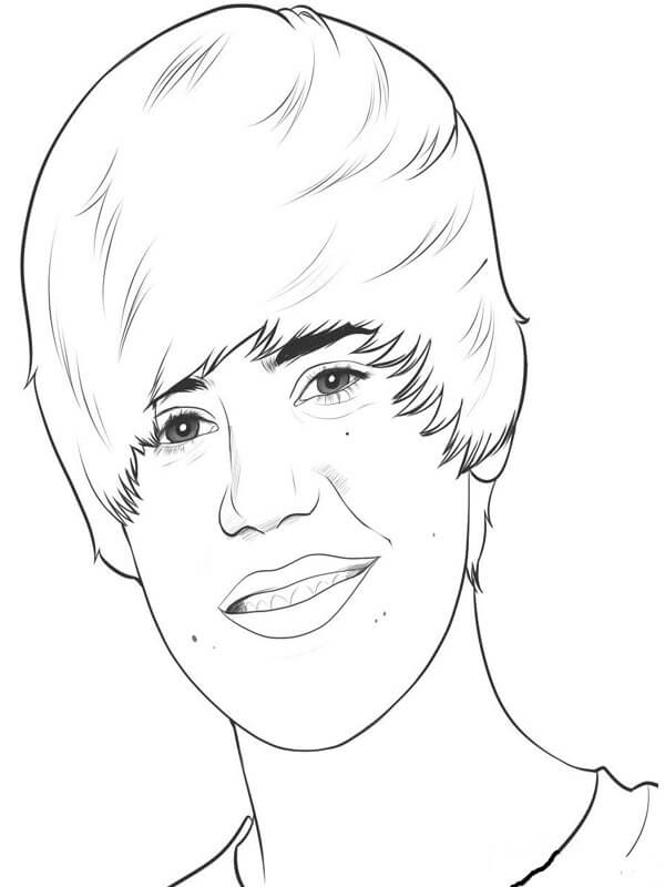 Coloriage Justin Bieber Souriant