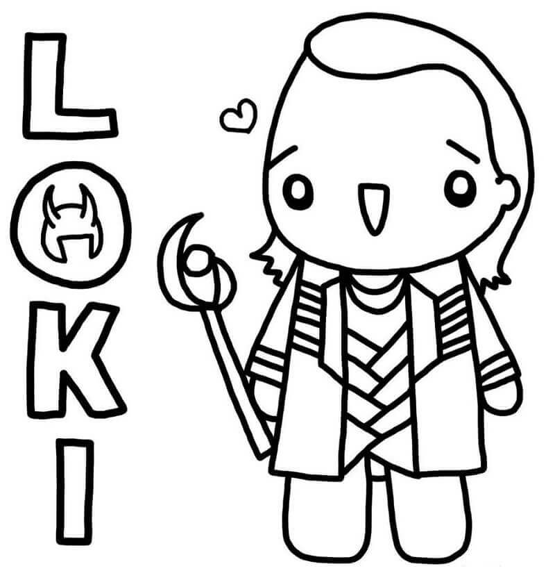Kawaii Loki coloring page