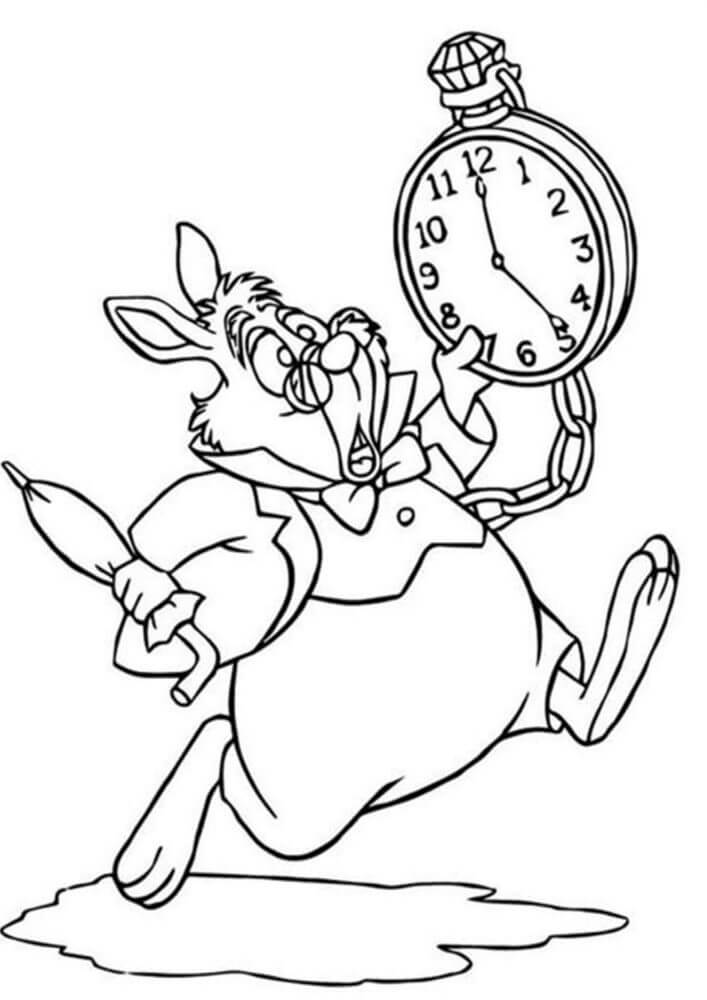 Lapin avec Horloge coloring page