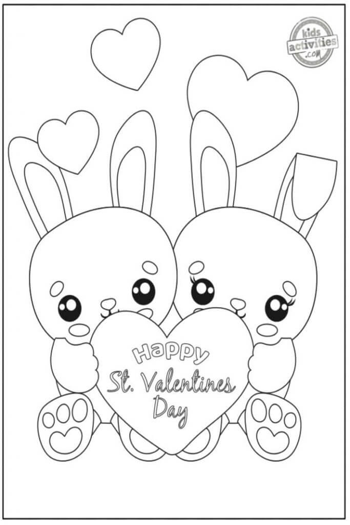 Lapins de la Saint-Valentin coloring page