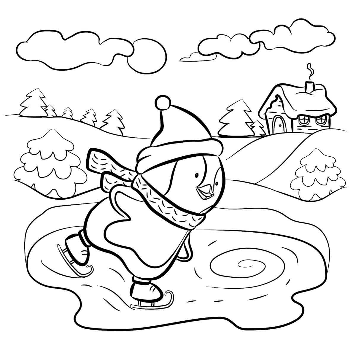 Le Pingouin Patine coloring page