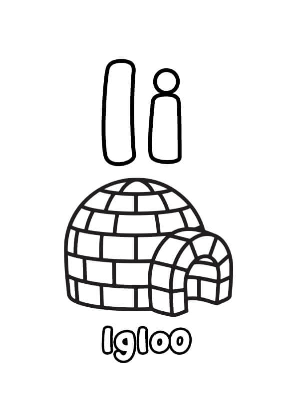 Lettre I – Igloo coloring page