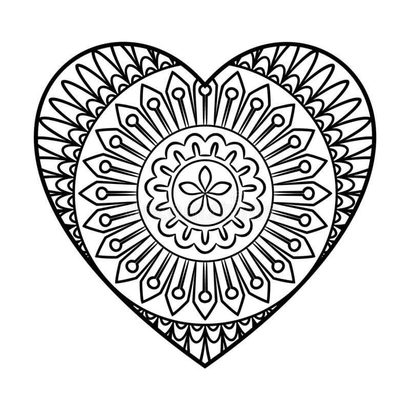 Mandala Coeur pour Adultes coloring page