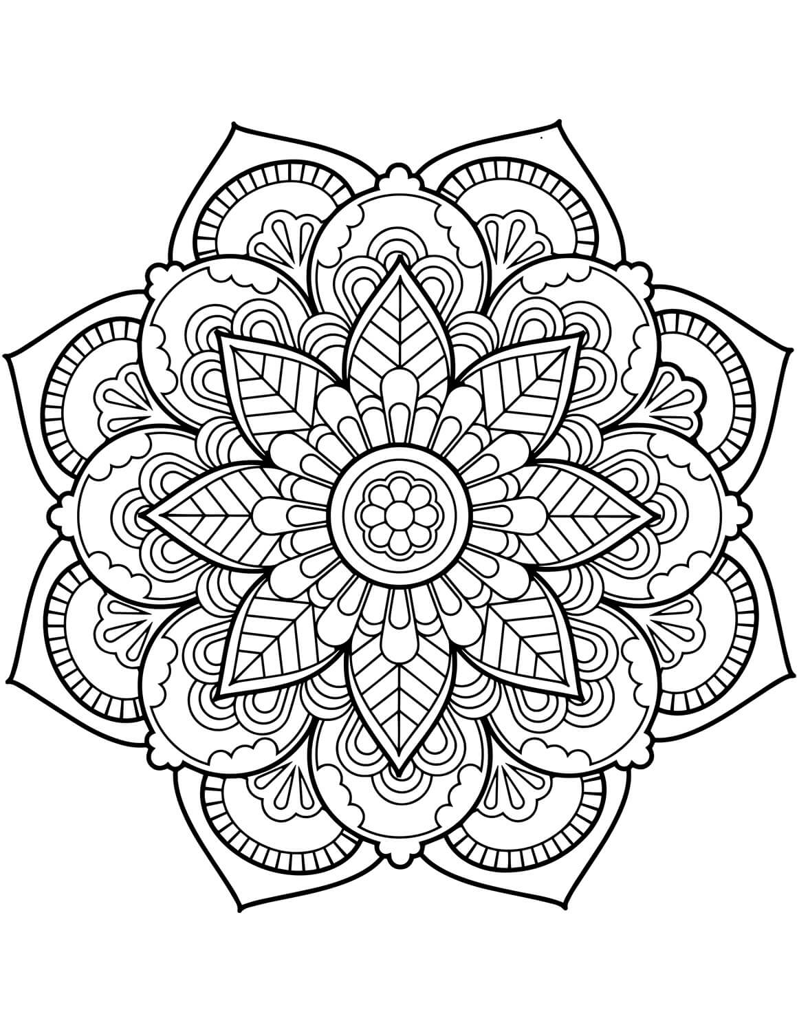 Coloriage Mandala de Fleurs Pour Adultes