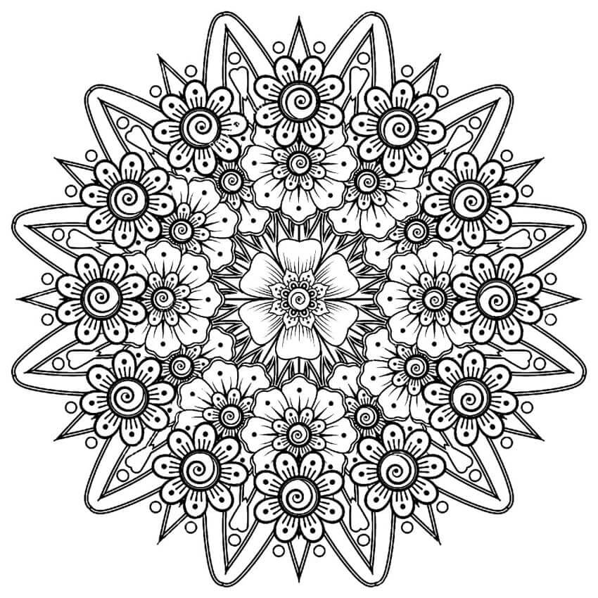 Mandala de Fleurs coloring page