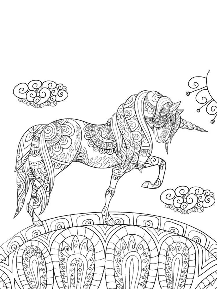 Mandala Licorne 1 coloring page