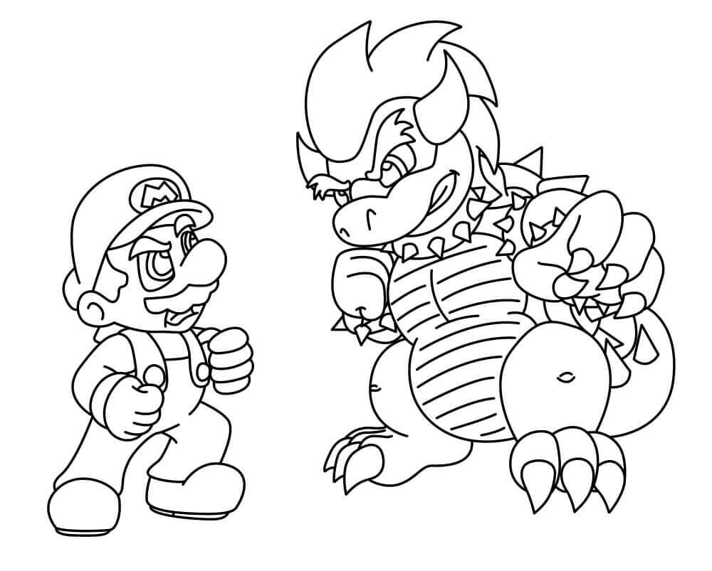 Coloriage Mario contre Bowser