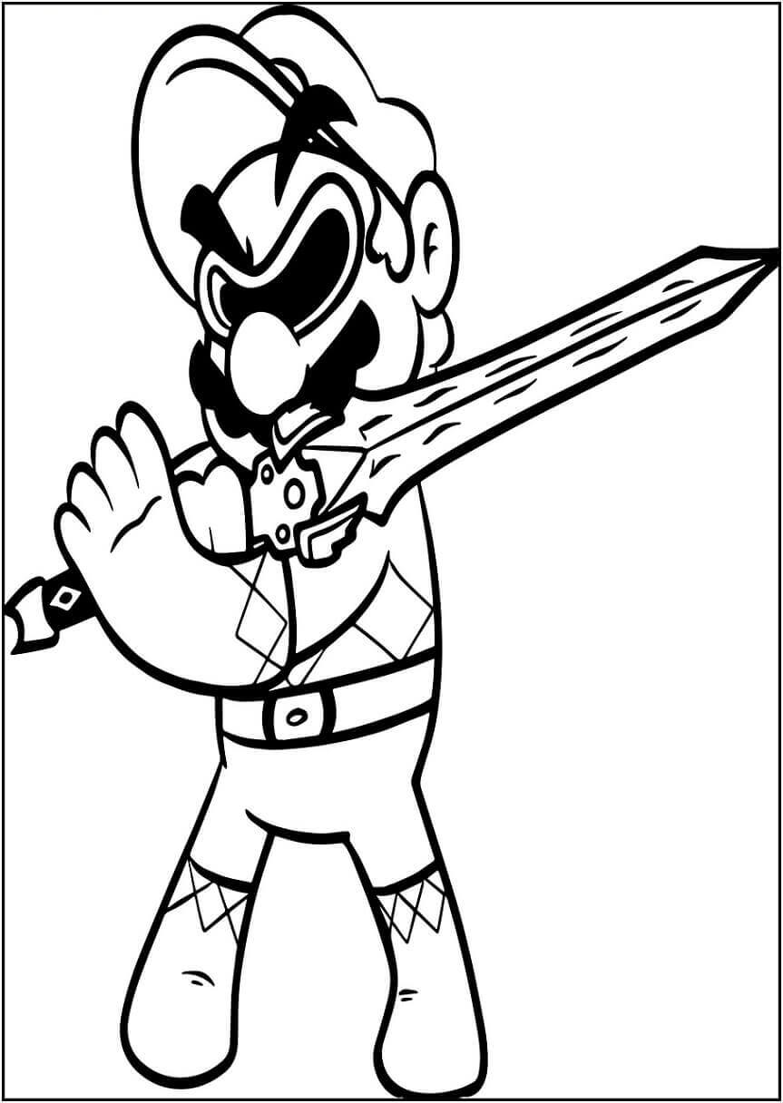 Coloriage Mario et l'épée