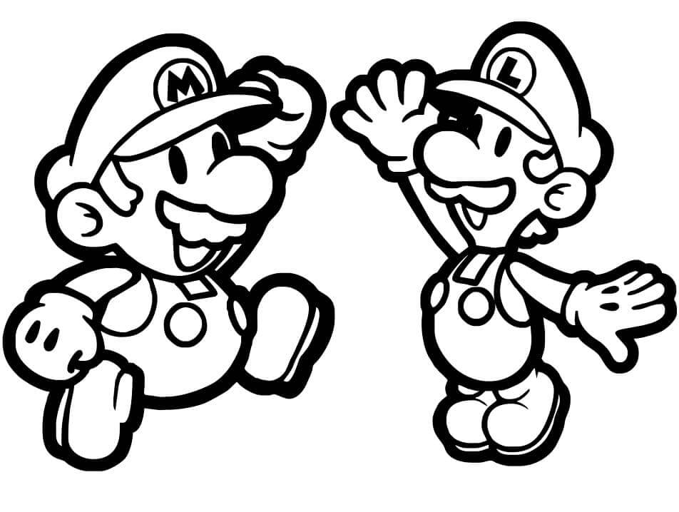 Coloriage Mario et Luigi de Papier