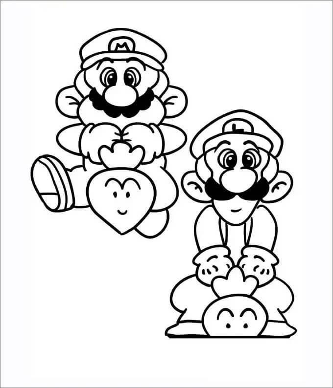 Coloriage Mario et Luigi Mignons