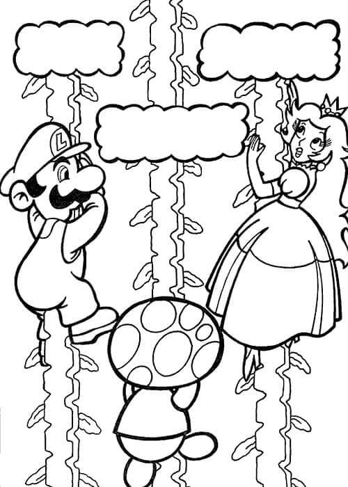 Coloriage Mario et Princesse