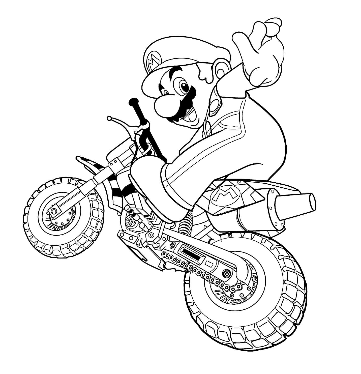 Mario Fait de La Moto coloring page