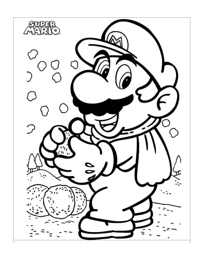 Coloriage Mario le Jour de Neige