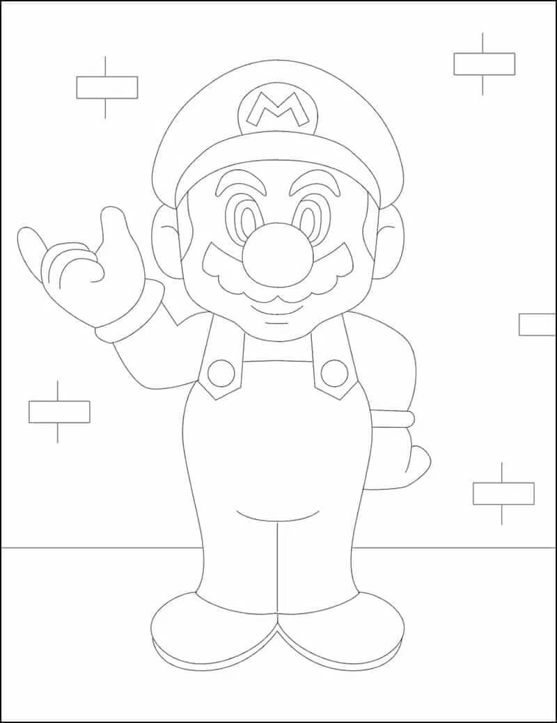 Mario Souriant coloring page