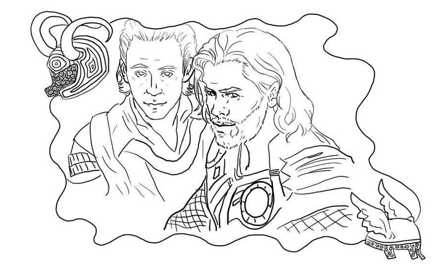 Coloriage Marvel Thor et Loki
