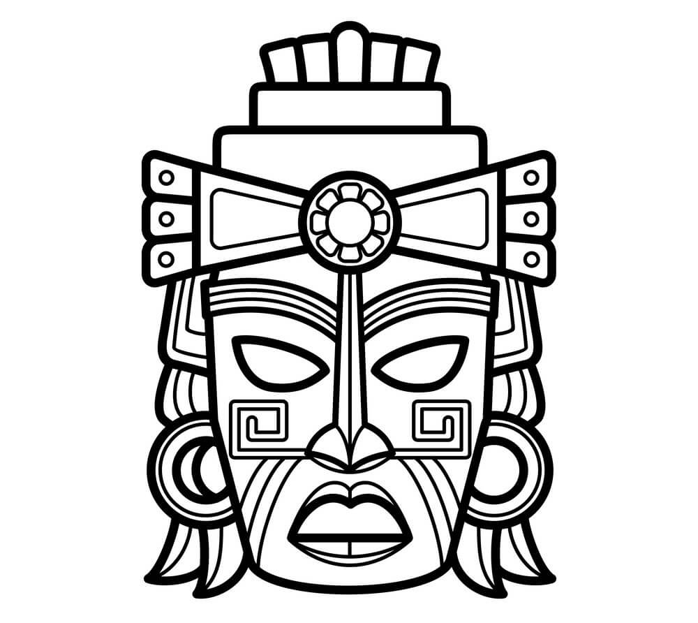 Coloriage Masque Aztèque