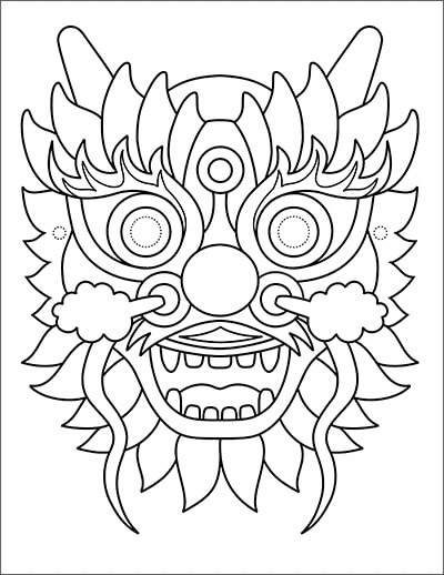 Masque de Dragon Chinois coloring page