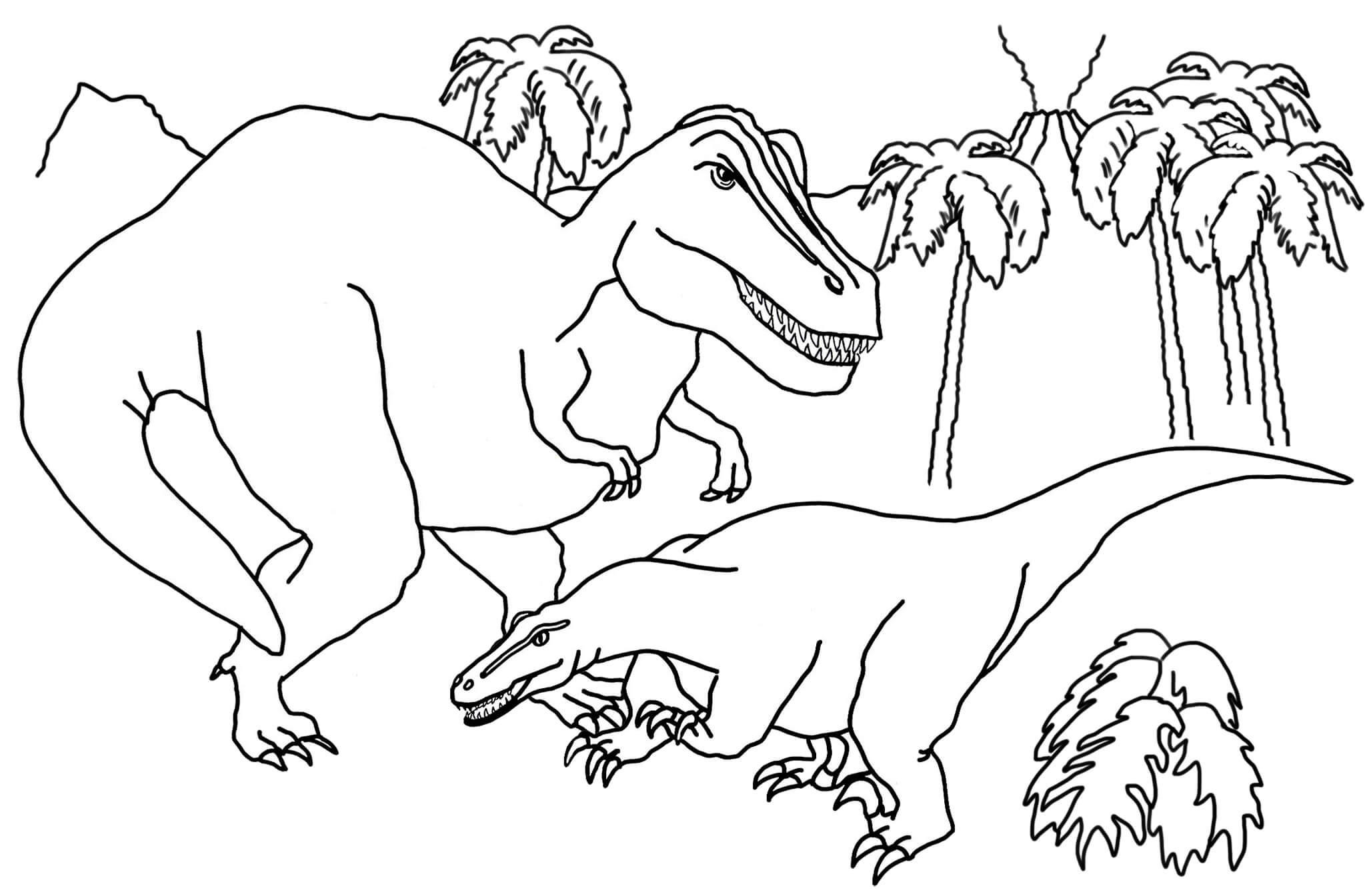 Mère et Bébé Dinosaure coloring page