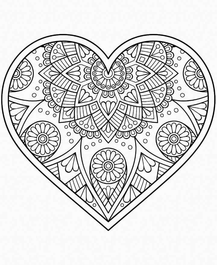 Merveilleux Mandala Coeur pour Adultes coloring page