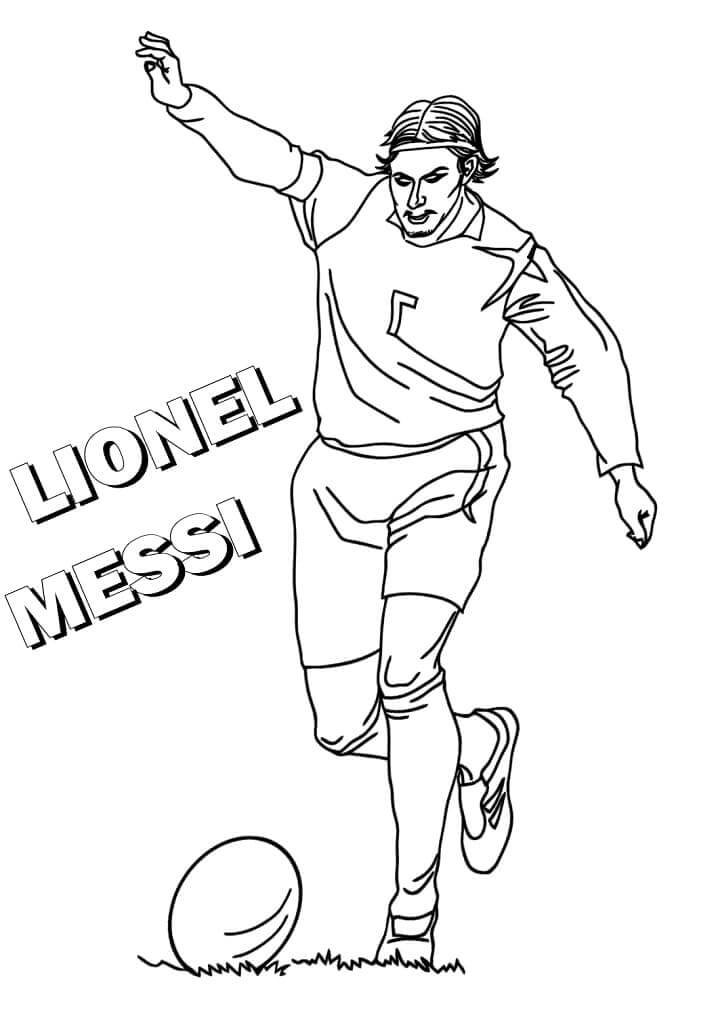 Coloriage Messi Joue au Foot