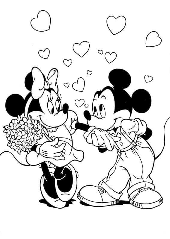 Mickey et Minnie à la Saint Valentin coloring page