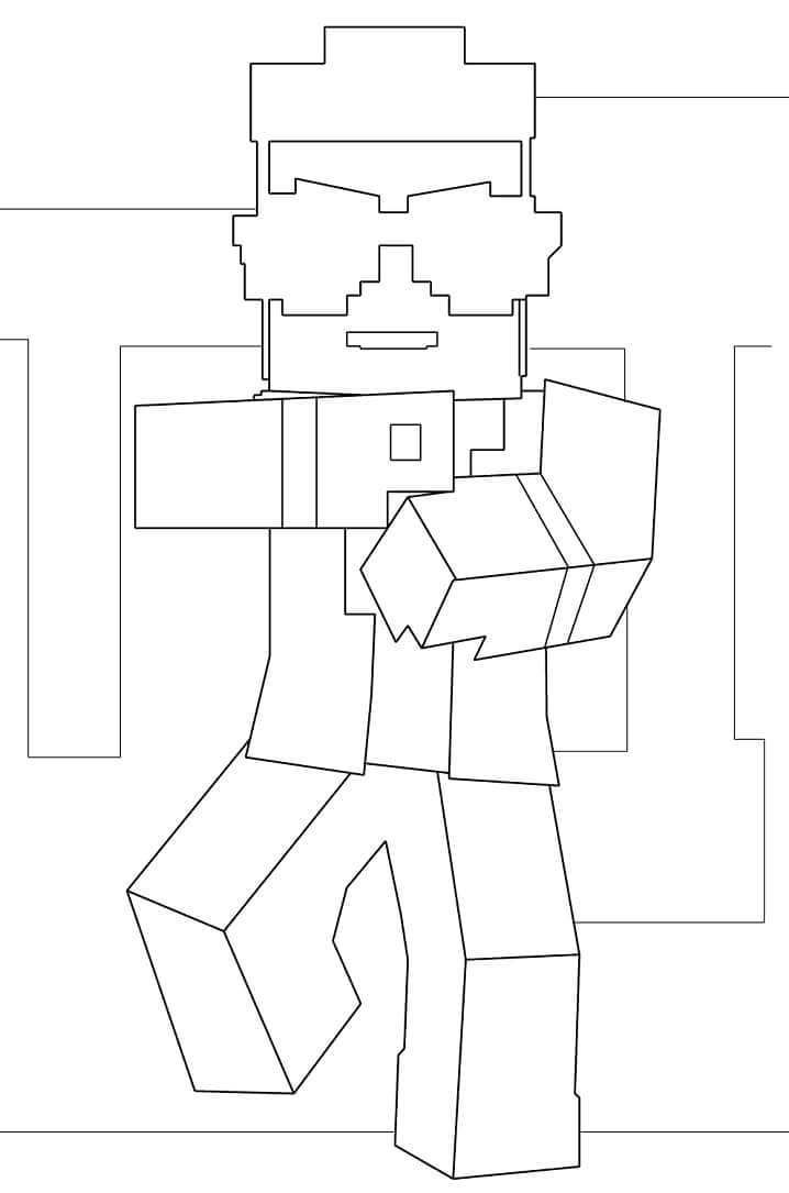Minecraft Gangnam Style coloring page