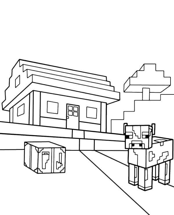 Minecraft Village coloring page