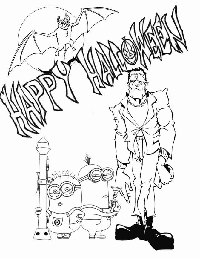 Coloriage Minions et Frankenstein