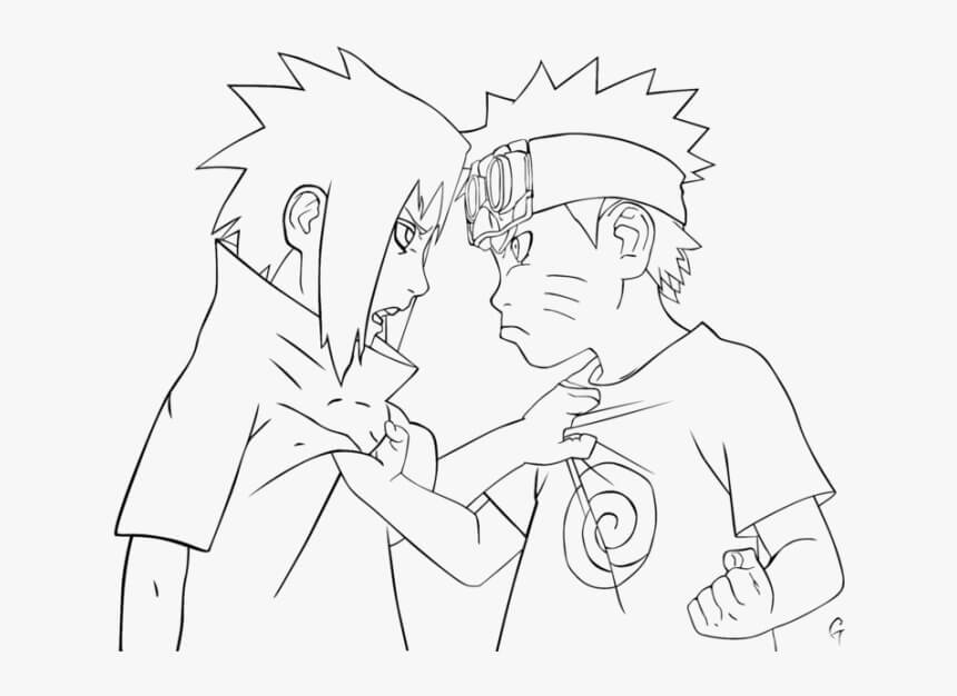 Coloriage Naruto avec Sasuke