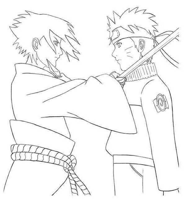 Coloriage Naruto contre Sasuke