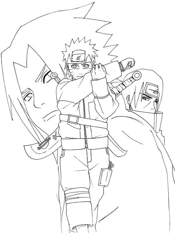 Coloriage Naruto, Sasuke et Itachi