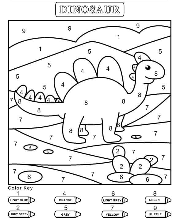 Coloriage par Numéro Dinosaure coloring page