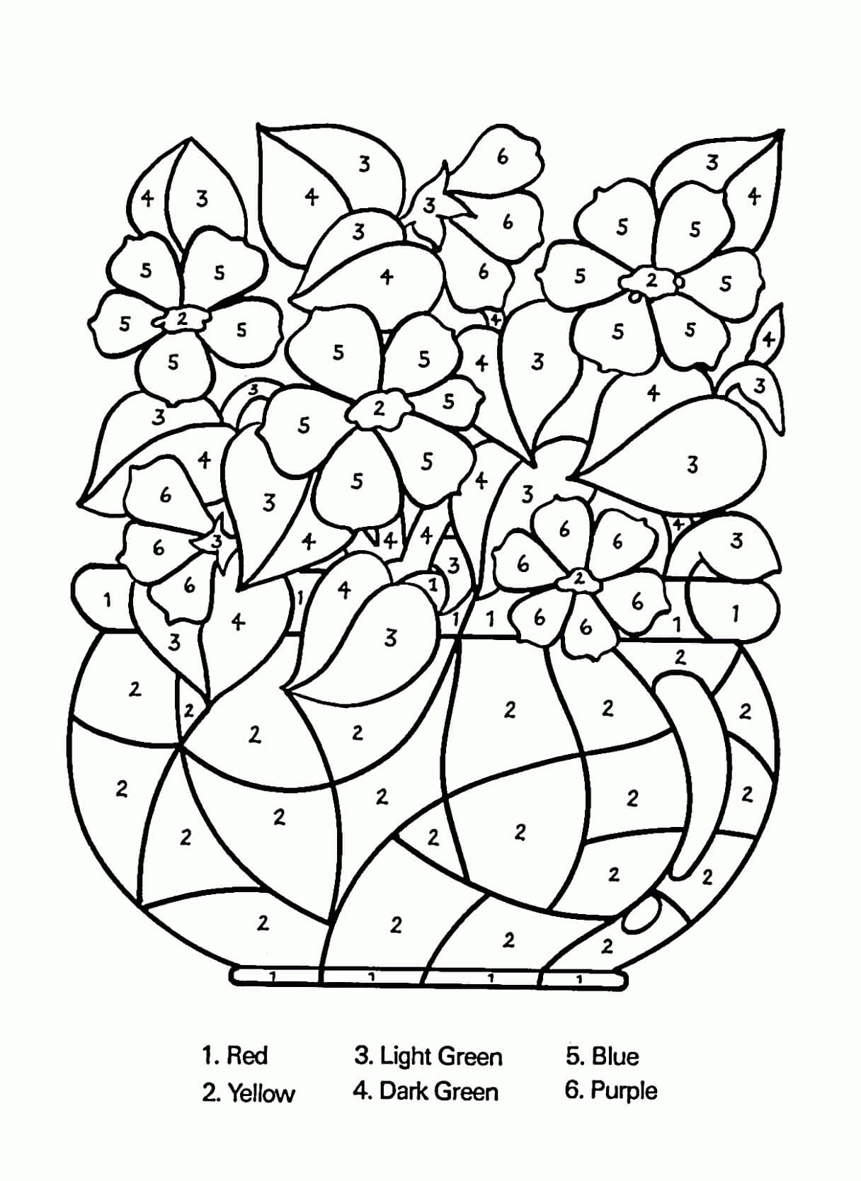 Coloriage Coloriage par Numéro Joli Vase à Fleurs