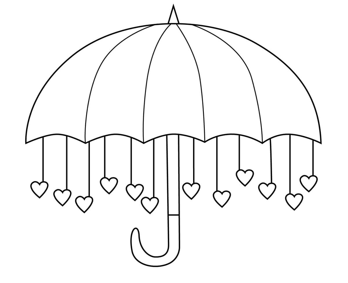 Coloriage Parapluie avec Des Coeurs