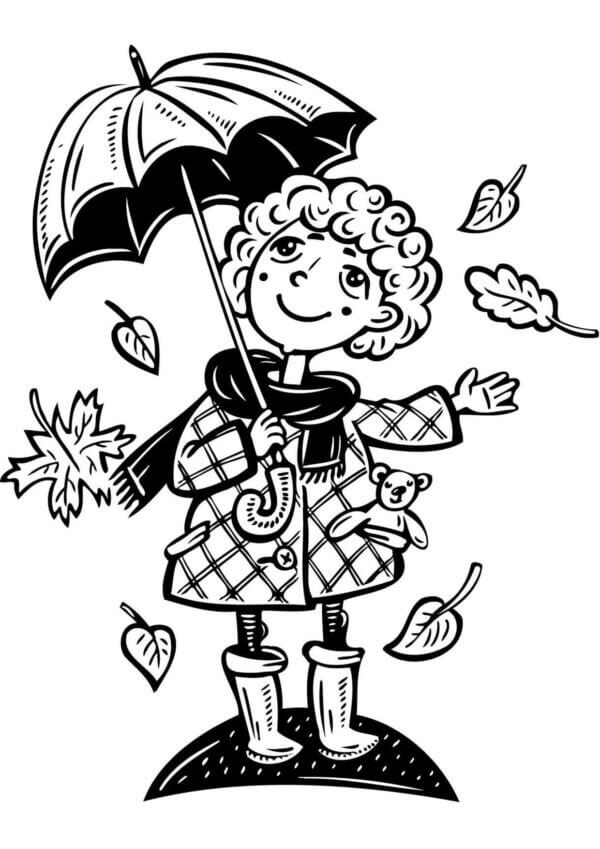 Parapluie D’automne coloring page